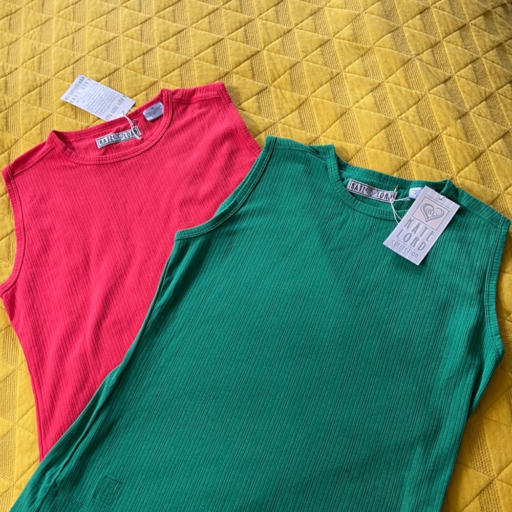 2 Casual and bright, soft ribbed tank tops